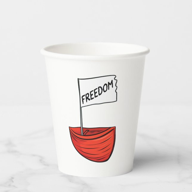 Vasos De Papel Ilustracion Nautical Freedom Boat (Anverso)