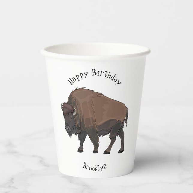 Vasos De Papel Ilustracion personalizado Bison (Anverso)