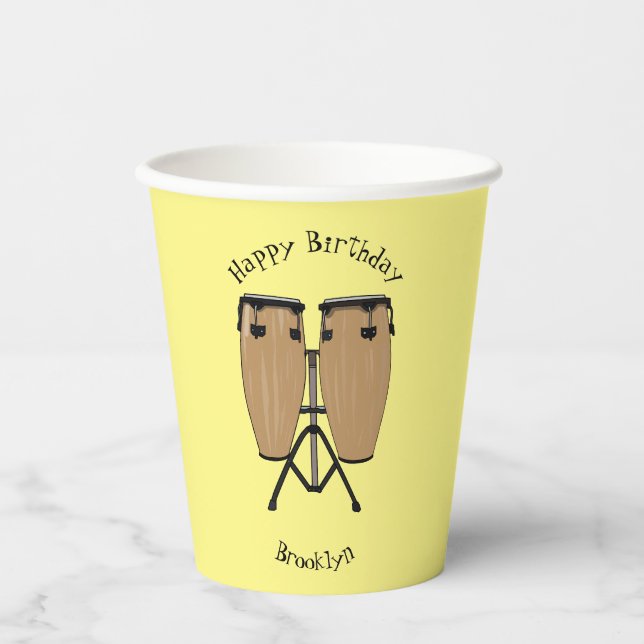 Vasos De Papel Ilustracion personalizado Bongo drum (Anverso)