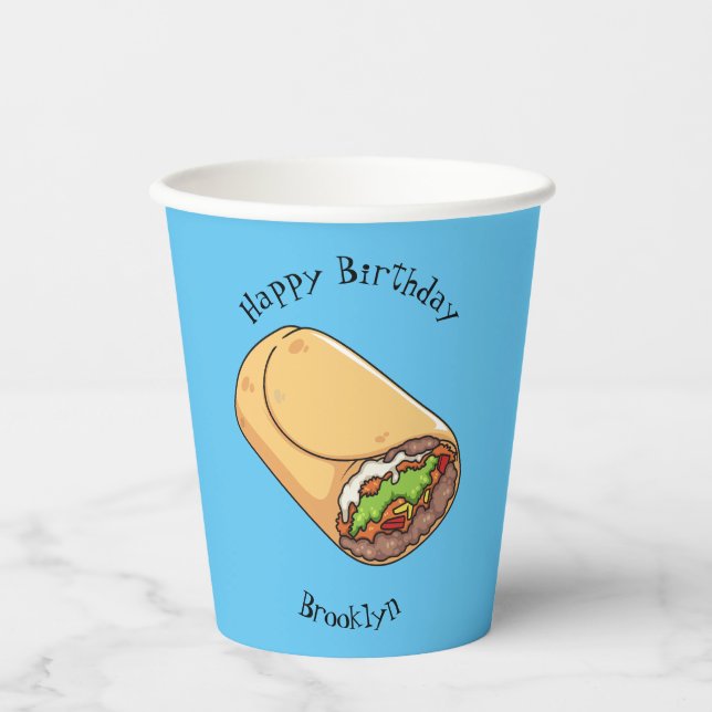 Vasos De Papel Ilustracion personalizado Burrito (Anverso)