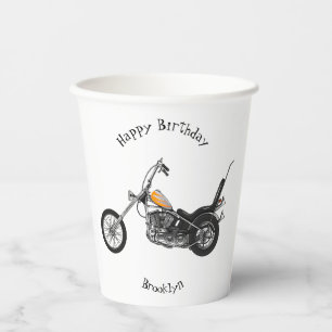Vasos De Papel Ilustracion personalizado Chopper Motorcycle 1950