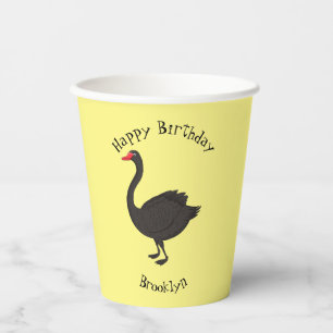 Vasos De Papel Ilustracion personalizado cisne negro
