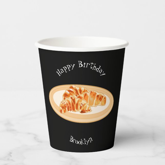 Vasos De Papel Ilustracion personalizado croissant (Anverso)
