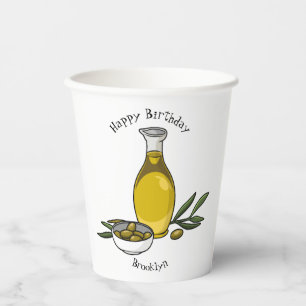 Vasos De Papel Ilustracion personalizado de aceite de oliva