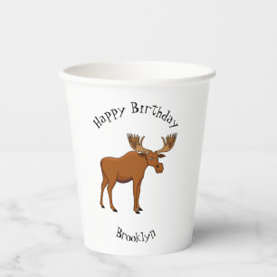 Vasos De Papel Ilustracion personalizado de alce gracioso