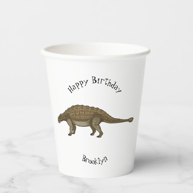 Vasos De Papel Ilustracion personalizado de Ankylosaurus (Anverso)