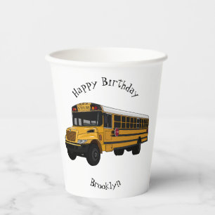 Vasos De Papel Ilustracion personalizado de autobús escolar