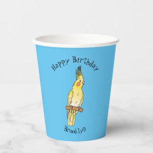 Vasos De Papel Ilustracion personalizado de aves de Cockatiel