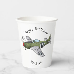 Vasos De Papel Ilustracion personalizado de avión militar