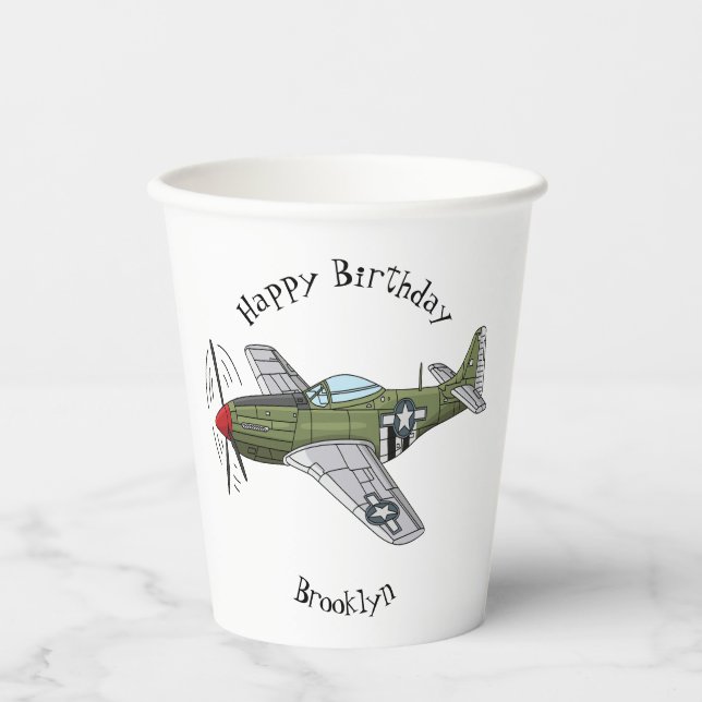 Vasos De Papel Ilustracion personalizado de avión militar (Anverso)