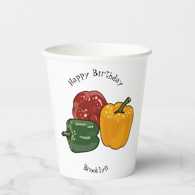 Vasos De Papel Ilustracion personalizado de Capsicum (Anverso)