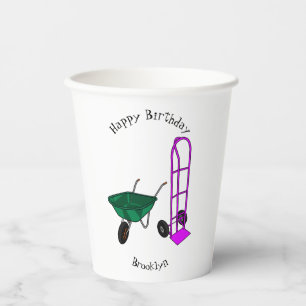 Vasos De Papel Ilustracion personalizado de carretillas y carrito