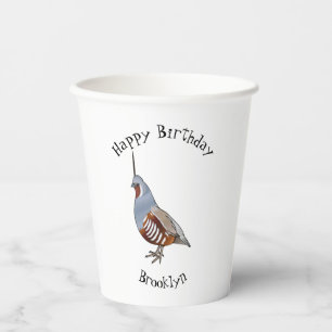 Vasos De Papel Ilustracion personalizado de codorniz de montaña