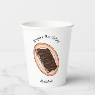 Vasos De Papel Ilustracion personalizado de costillas cortas