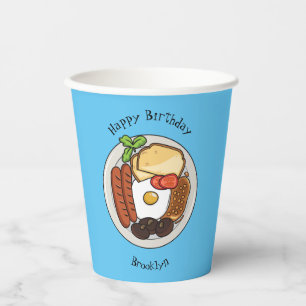 Vasos De Papel Ilustracion personalizado de desayuno inglés