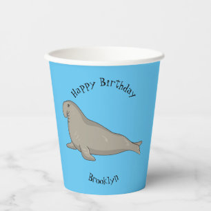 Vasos De Papel Ilustracion personalizado de focas elefantes