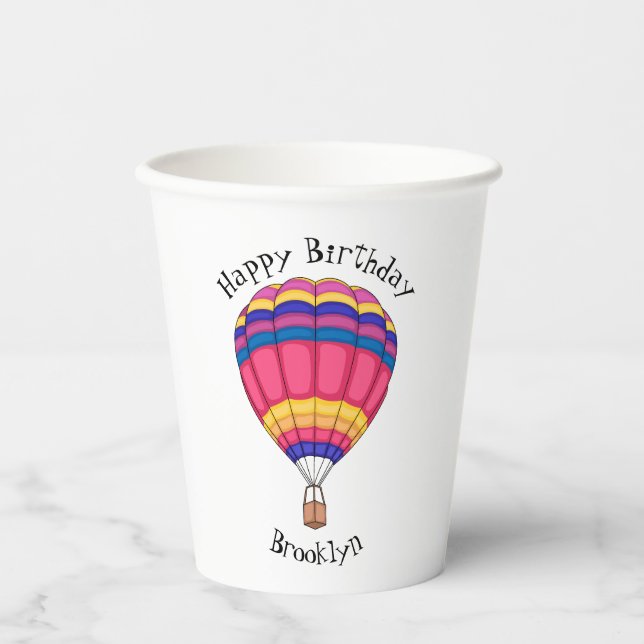 Vasos De Papel Ilustracion personalizado de globo aerostático (Anverso)