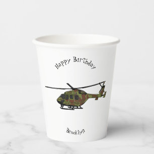Vasos De Papel Ilustracion personalizado de helicópteros del ejér