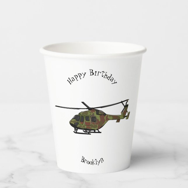 Vasos De Papel Ilustracion personalizado de helicópteros del ejér (Anverso)