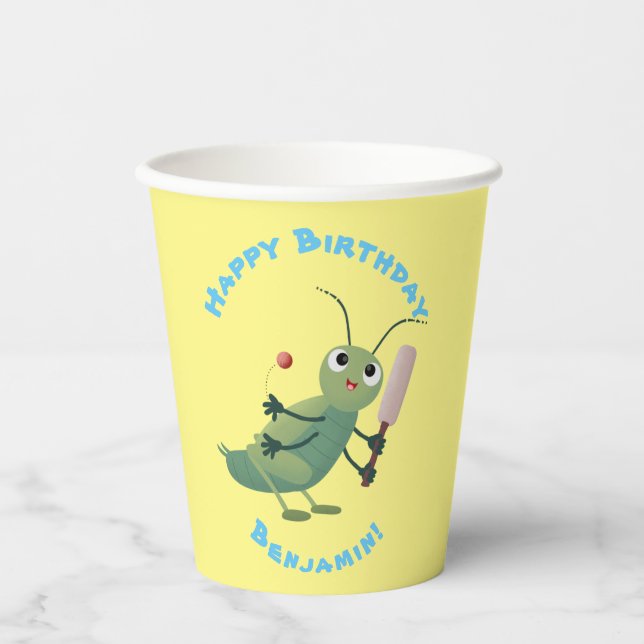 Vasos De Papel Ilustracion personalizado de insectos de cricket v (Anverso)