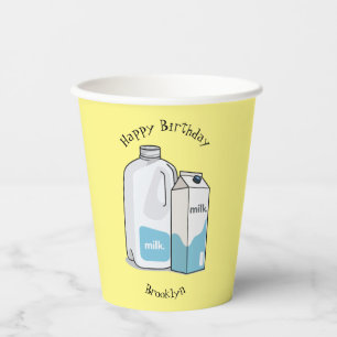 Vasos De Papel Ilustracion personalizado de leche