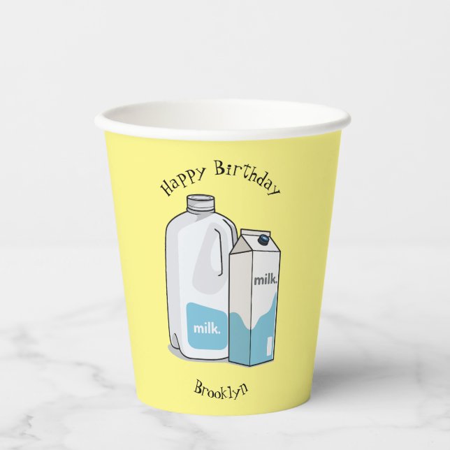 Vasos De Papel Ilustracion personalizado de leche (Anverso)