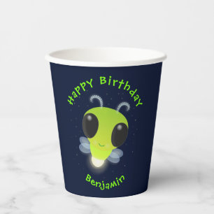 Vasos De Papel Ilustracion personalizado de luciérnaga con brillo