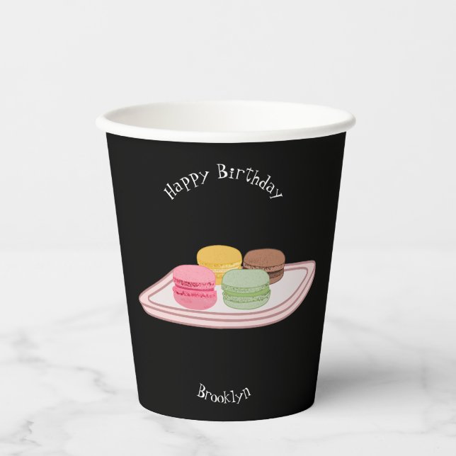 Vasos De Papel Ilustracion personalizado de Macaron (Anverso)