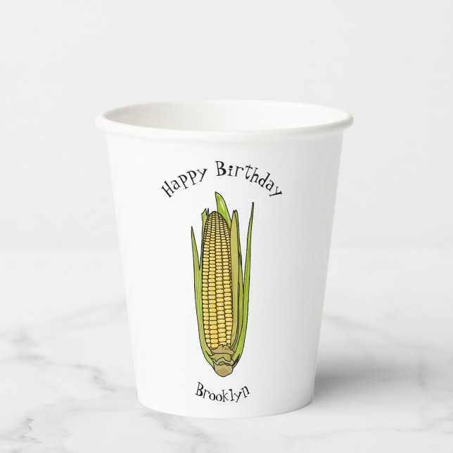 Vasos De Papel Ilustracion personalizado de maíz (Anverso)