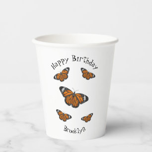 Vasos De Papel Ilustracion personalizado de mariposa monarca
