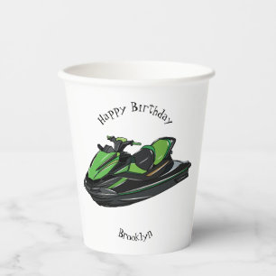 Vasos De Papel Ilustracion personalizado de moto acuática