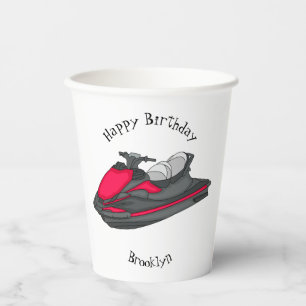 Vasos De Papel Ilustracion personalizado de moto acuática