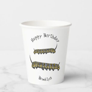 Vasos De Papel Ilustracion personalizado de oruga monarca