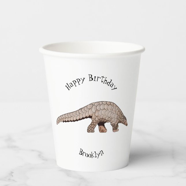 Vasos De Papel Ilustracion personalizado de Pangolin (Anverso)