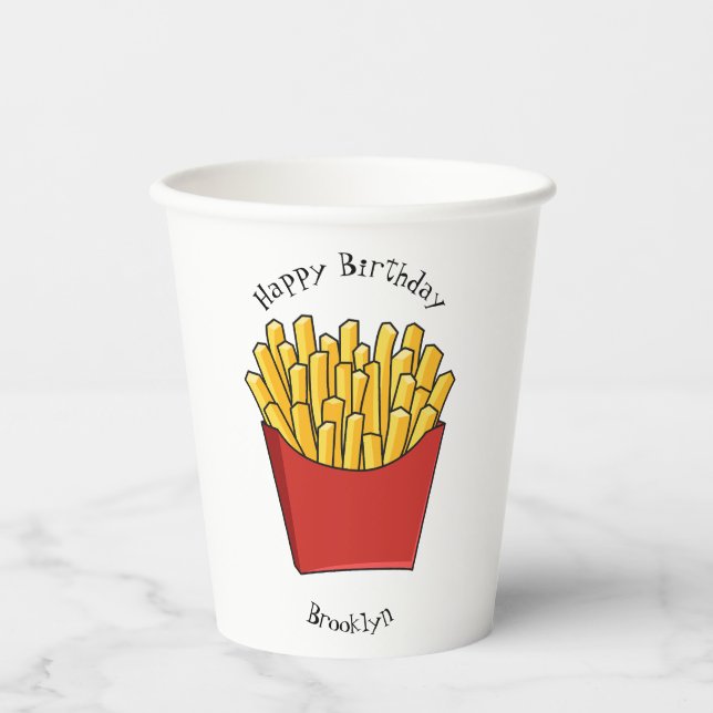 Vasos De Papel Ilustracion personalizado de patatas fritas (Anverso)