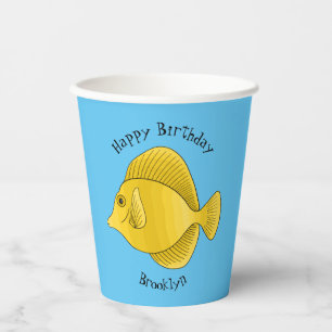 Vasos De Papel Ilustracion personalizado de pescado tango amarill