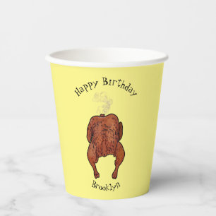 Vasos De Papel Ilustracion personalizado de pollo asado