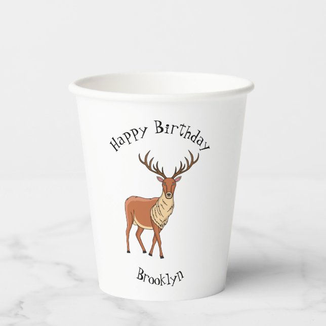 Vasos De Papel Ilustracion personalizado de renos (Anverso)