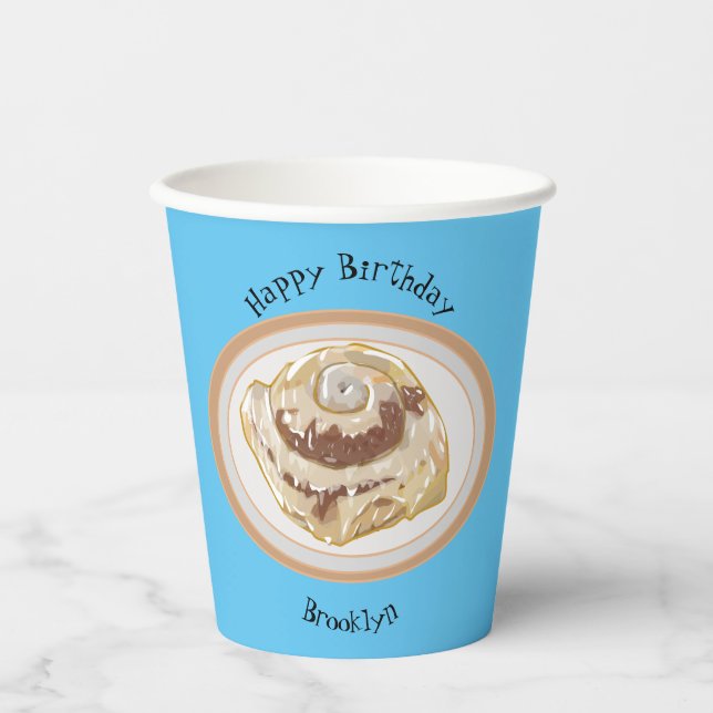 Vasos De Papel Ilustracion personalizado de rollo de canela (Anverso)