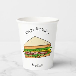 Vasos De Papel Ilustracion personalizado de sándwich