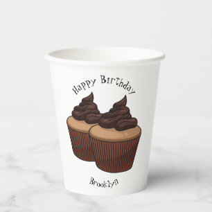 Vasos De Papel Ilustracion personalizado de tarta