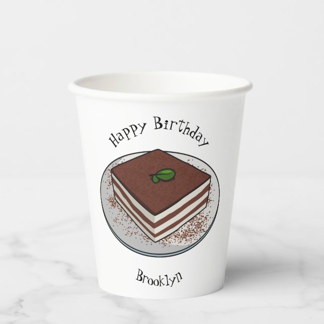Vasos De Papel Ilustracion personalizado de tarta de Tiramisu (Anverso)