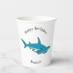 Vasos De Papel Ilustracion personalizado de tiburón martillo