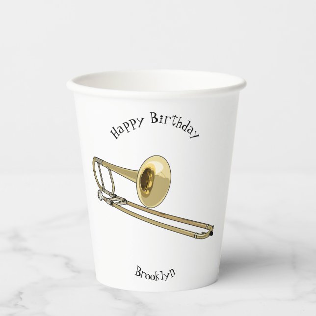 Vasos De Papel Ilustracion personalizado de Trombone (Anverso)