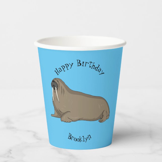 Vasos De Papel Ilustracion personalizado de Walrus (Anverso)