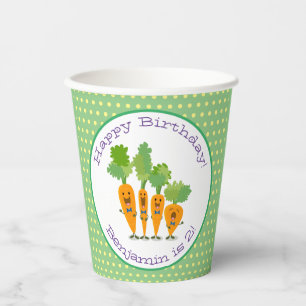 Vasos De Papel Ilustracion personalizado de zanahorias alegres