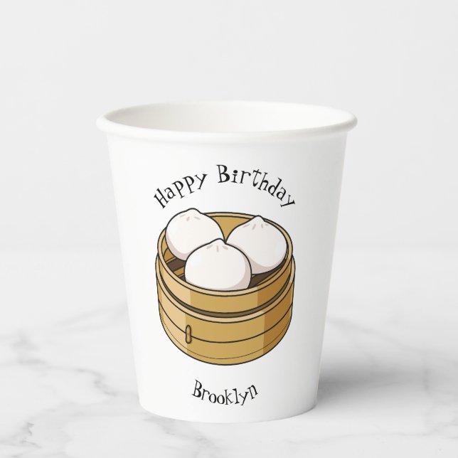 Vasos De Papel Ilustracion personalizado Dim sum (Anverso)