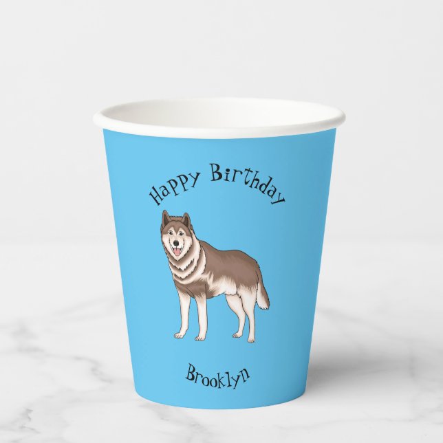 Vasos De Papel Ilustracion personalizado husky siberiano (Anverso)