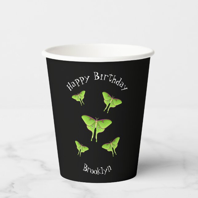 Vasos De Papel Ilustracion personalizado Luna Moth (Anverso)