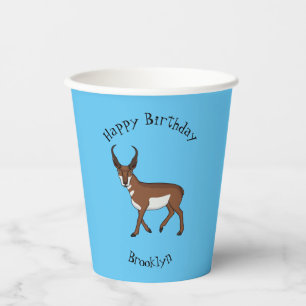 Vasos De Papel Ilustracion personalizado Pronghorn